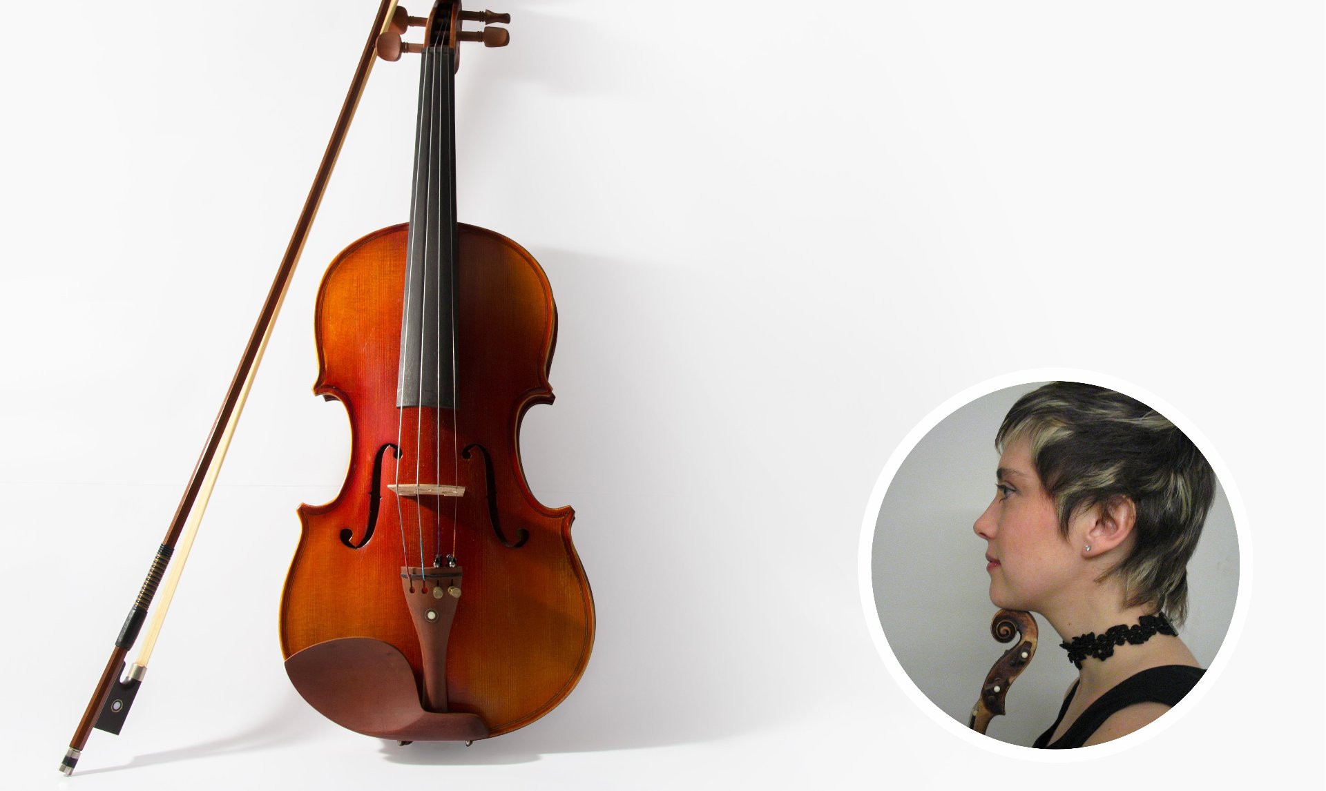 The picture of violin and a picture of Olivia Centurioni - grafika artykułu